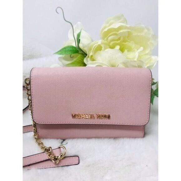 Michael Kors Saffiano Leather 3-in-1 Crossbody Pink Blush Purse Mini Bag Chain - Picture 4 of 11